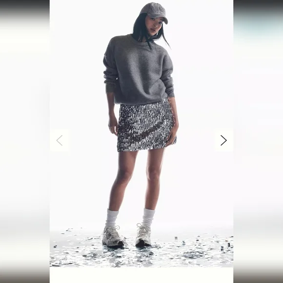 Anthropologie Mare Mare Long-Sleeve Knit Sequin Twofer Mini Dress - Picture 6 of 6